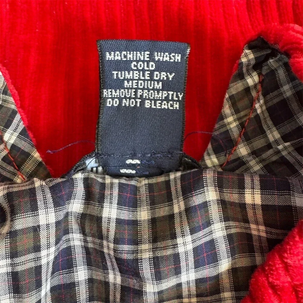 Ralph Lauren Girls Jumper Dress 3T Red Corduroy Plaid Trim Button Front